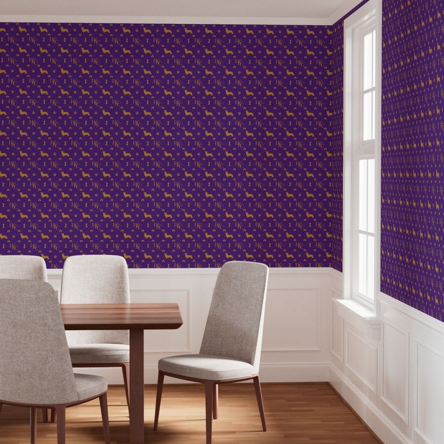 WKC Cardigan Corgis on Purple and Gold Wallpaper cardigan corgis wallpaper