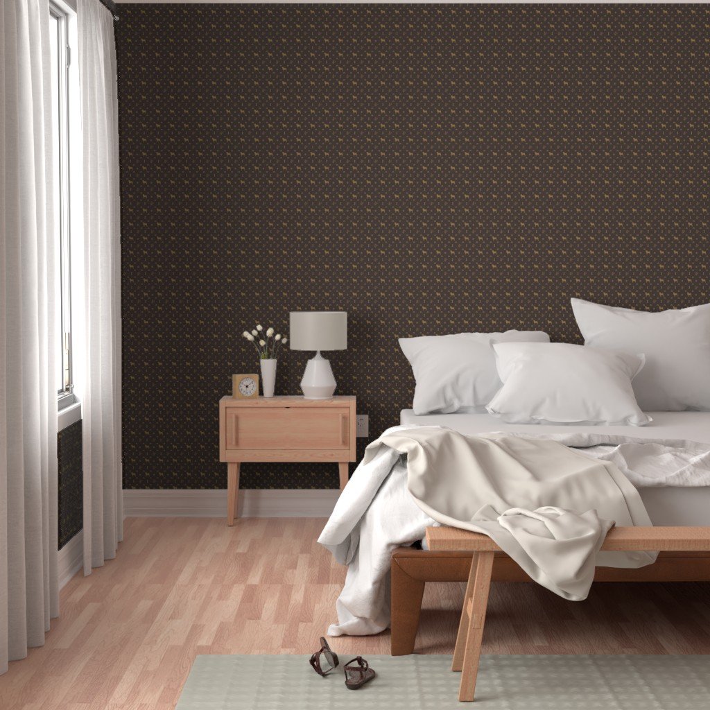 Louis Pug Face Luxury Dog Smaller Pattern in Tan on Brown Wallpaper brown and tan wallpaper