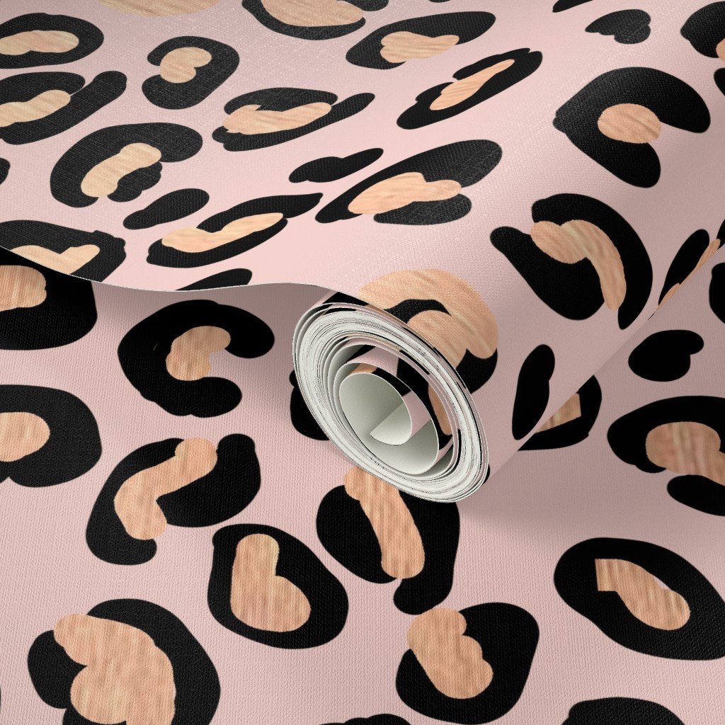 Leopard Rose Gold Shiny Spots on Pink Wallpaper coral leopard wallpaper