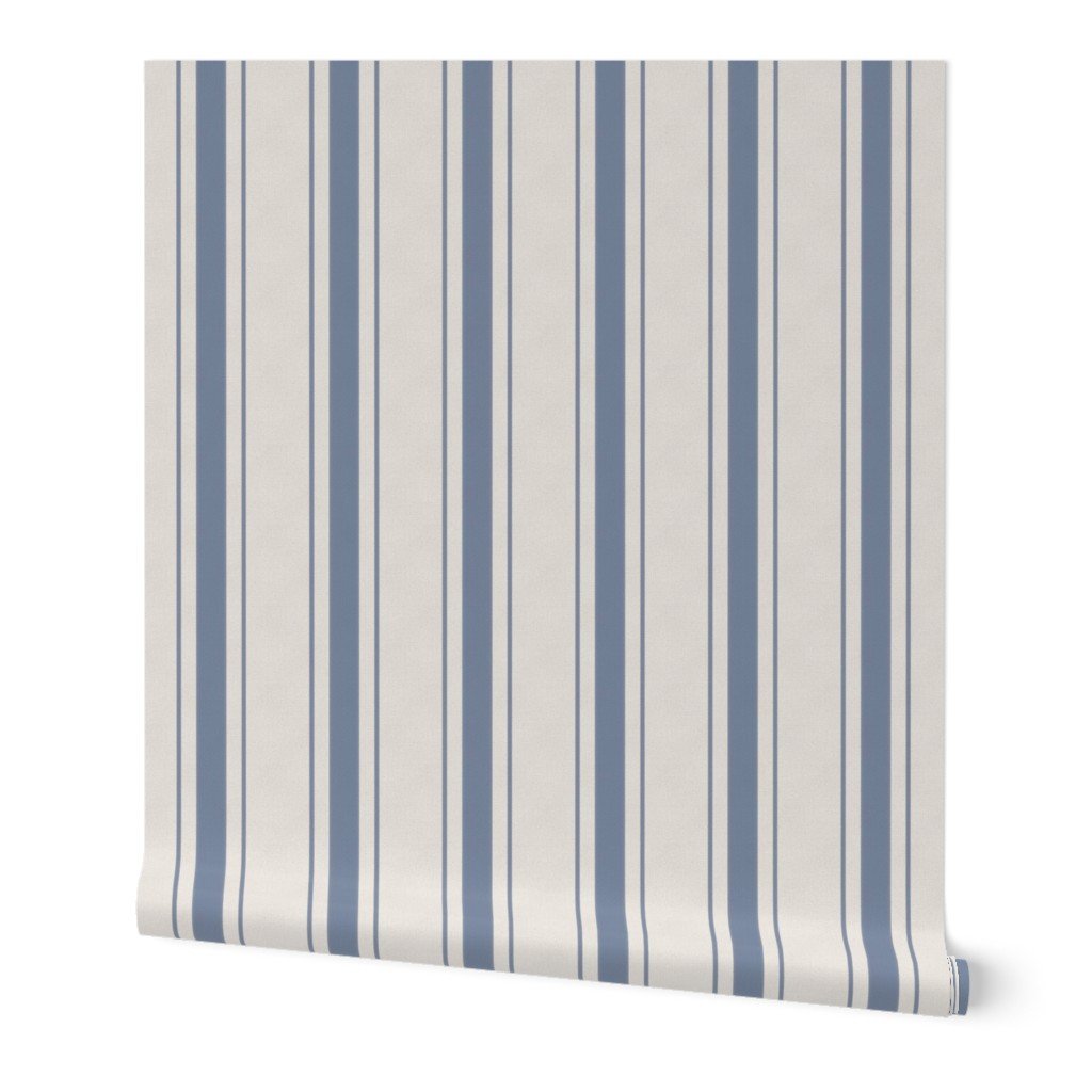 Wide Stressed Blue Denim Mattress Ticking Wallpaper antique ticking wallpaper