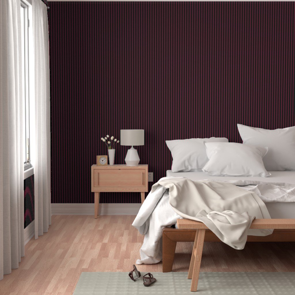 Classic wider 1 Inch Bright Hot Pink Pinstripe on a Black Background Wallpaper black pinstripe wallpaper