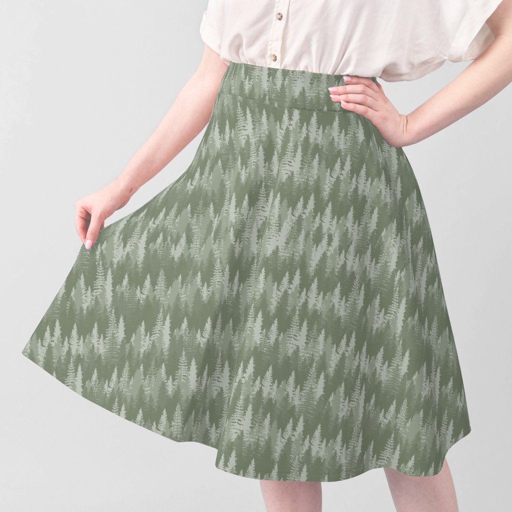 Endless Evergreen Forest with Fir Trees in Shades of Sage Green Fabric pine tree fabric