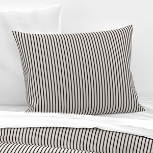Micro Coal Black Antique Vintage Mattress Ticking Stripe on Cream Design Collection Home Styling Collection micro coal black pillow sham design