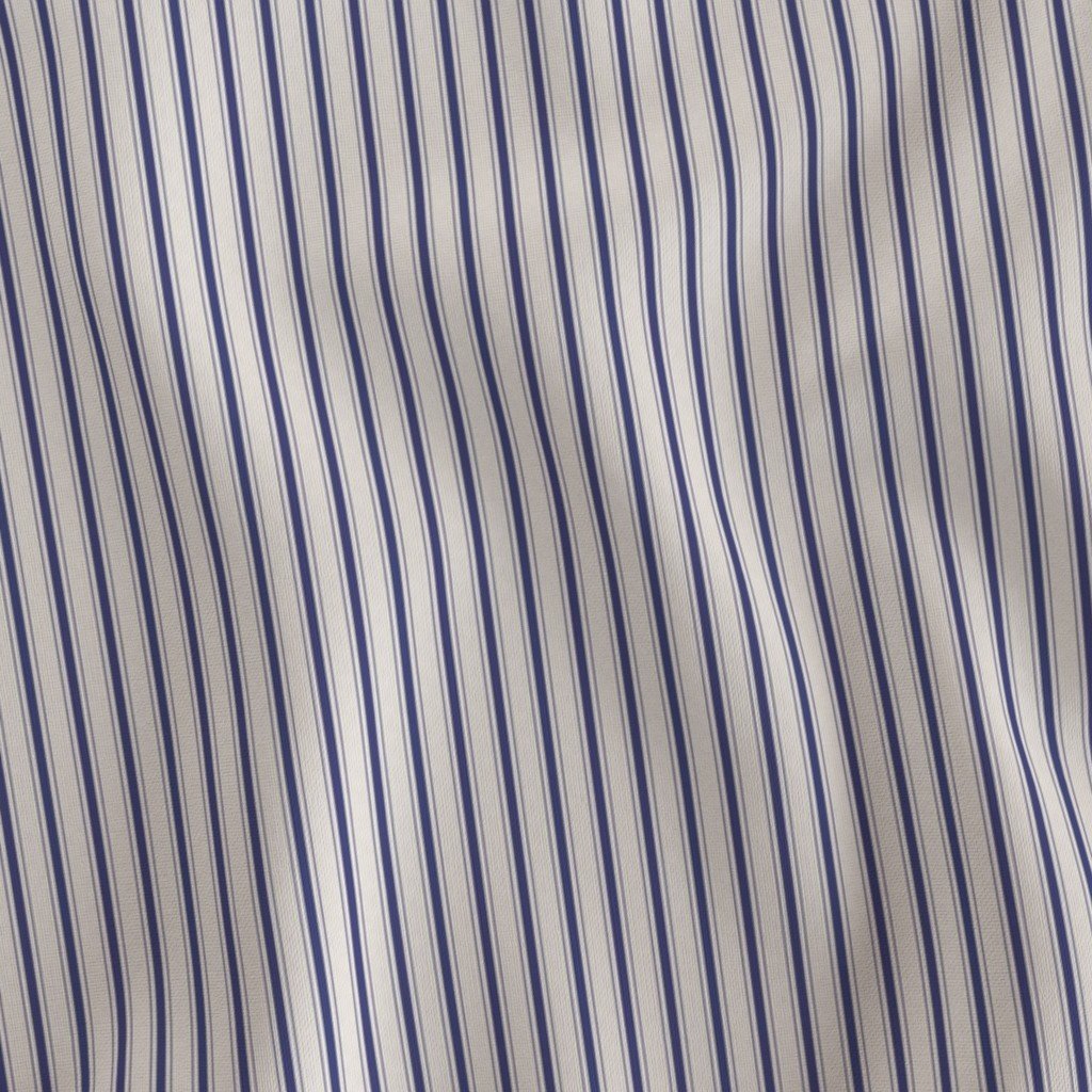 Micro Cornflower Blue Antique Vintage Mattress Ticking Stripe on Fabric blue ticking fabric