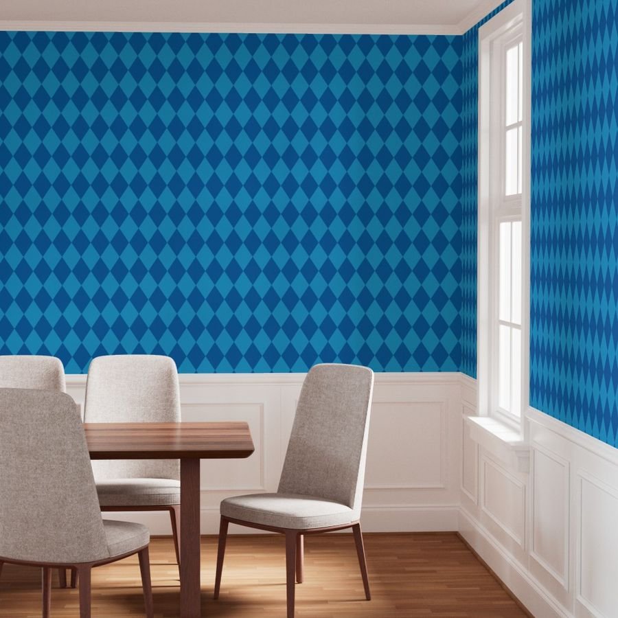 Oktoberfest 5 inch Bavarian Beer House Blue and Dark Blue Large Wallpaper blue on blue wallpaper