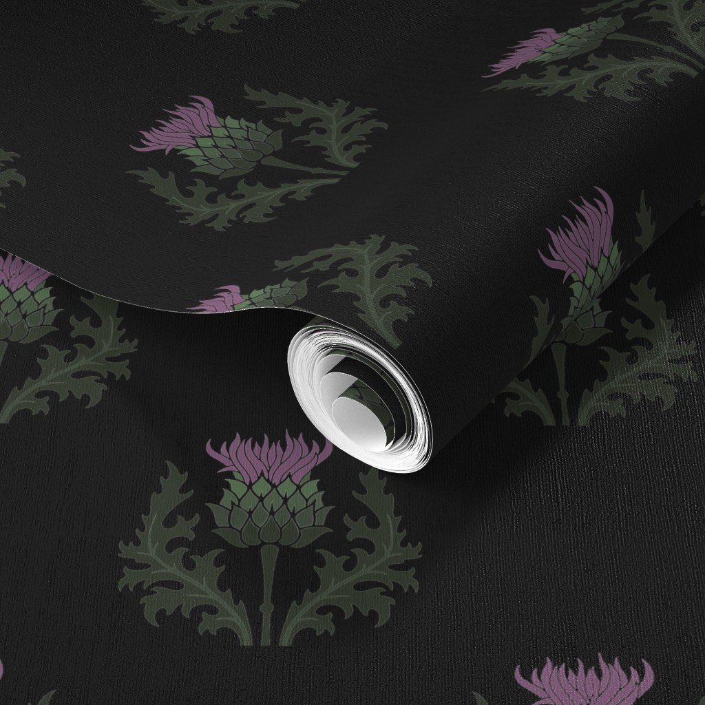 Small Scottish Thistle Flower of Scotland on Black Wallpaper thistle flower wallpaper
