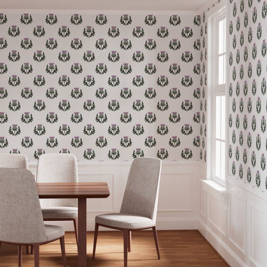Large Scottish Thistle Flower of Scotland on White Wallpaper thistle flower wallpaper