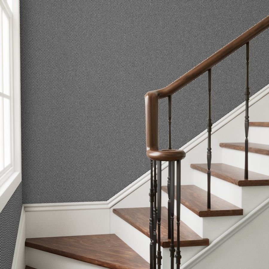 Small Black and White Herringbone Pattern Wallpaper black and white chev wallpaper