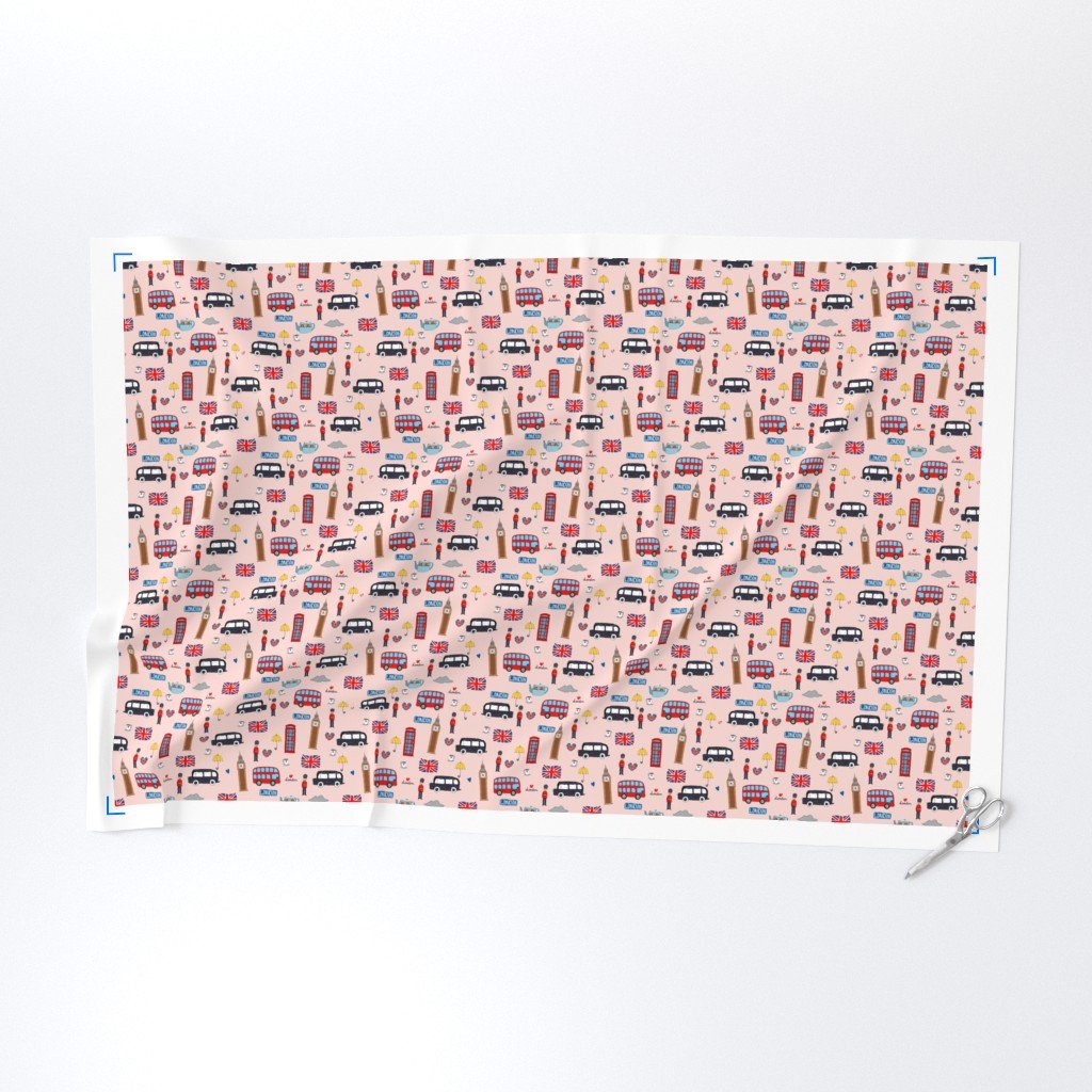 London England Handdrawn Motifs Big Ben Union Jack Palace Guard Fabric palace guard fabric