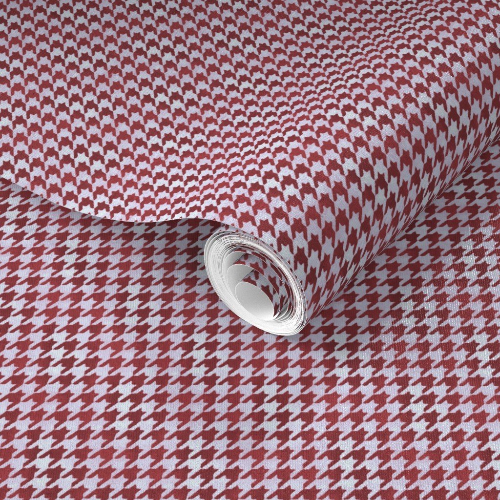 Small Burgundy Wine Red and White Hand Houndstooth Check Watercolor Wallpaper burgundy wine wallpaper