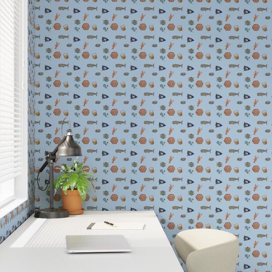Nantucket Island Hand Painted Watercolors of its Symbols Signs and Wallpaper faraway island wallpaper