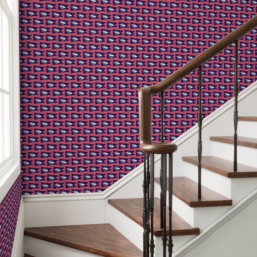 Nantucket Sperm Whale Burgee Flag on Nantucket Red Hand-Painted Wallpaper nantucket island wallpaper