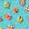 Aqua Summer Pool Party with Ring Floats and Swimmers