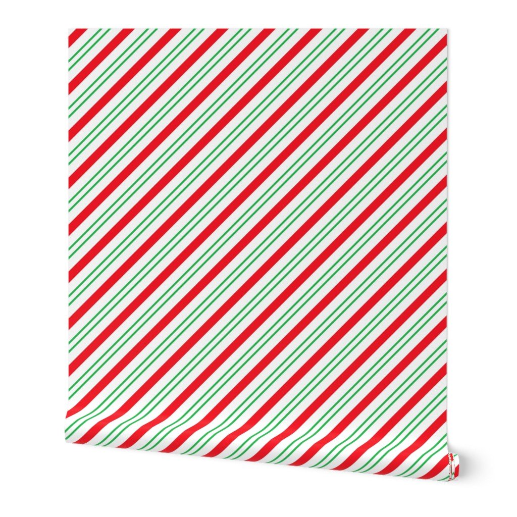 Red and Green Diagonal Christmas Candy Stripes Wallpaper candy cane stripes wallpaper