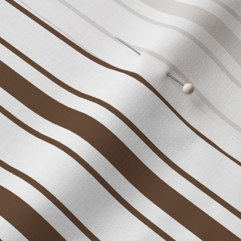 Coffee Brown Mattress Ticking Bed Stripe on White Fabric brown and white fabric