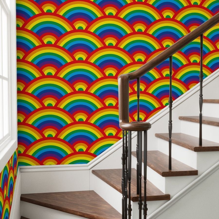 Kids Room Decor Bright Color Endless Rainbows Wallpaper kids room wallpaper
