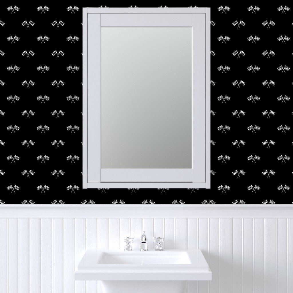 Small Black and White Classic Chequered Flags on Black Wallpaper black flag wallpaper