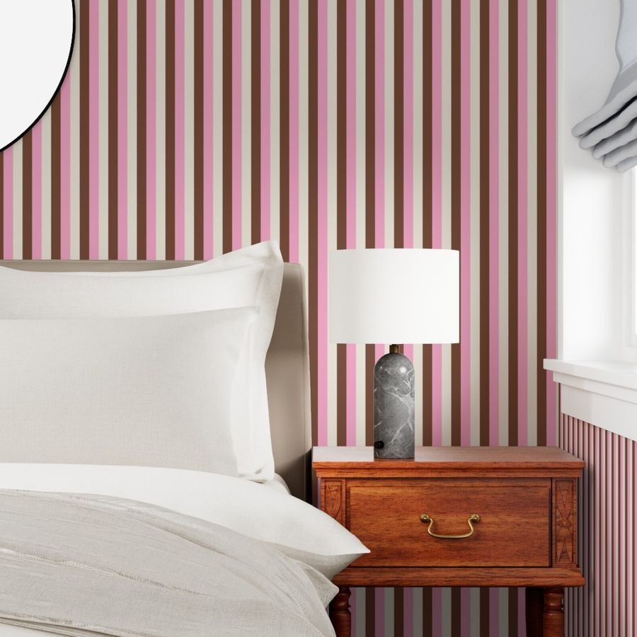 Vertical Vanilla Chocolate Strawberry Ice Cream Stripes 1 inch Wallpaper chocolate ice cream wallpaper