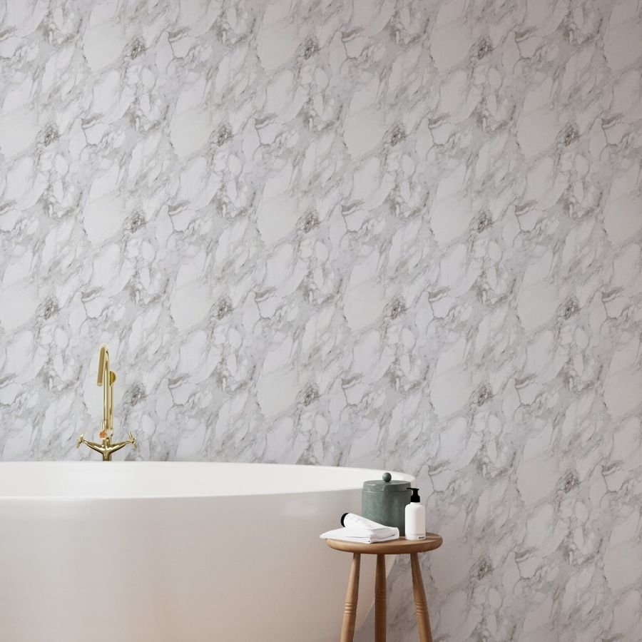 White Natural Marble - Natural Grey Veined Stone Wallpaper carrera marble wallpaper