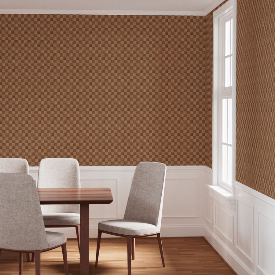 2 inch Light and Dark Wood Checkerboard Chess Pattern Wallpaper dark wood wallpaper