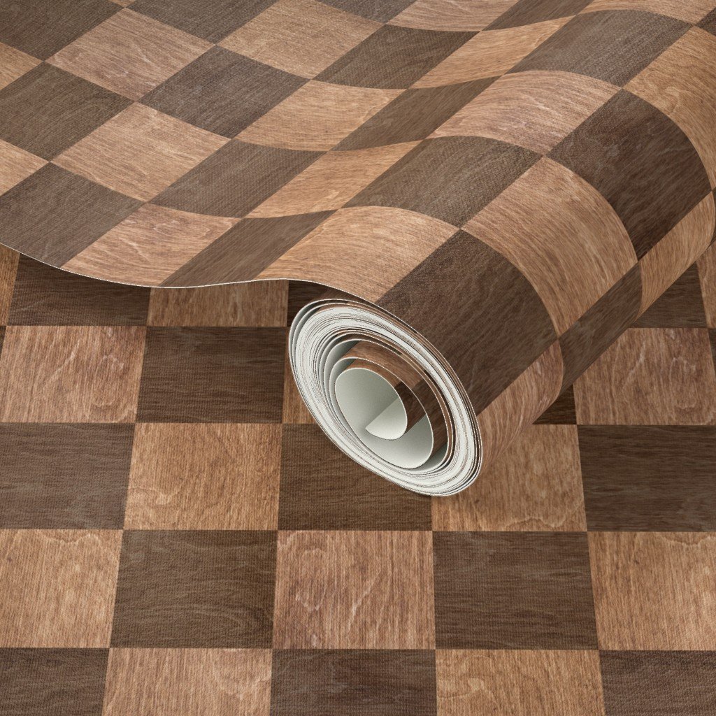 2 inch Dark Wood Checkerboard Chess Marquetry Pattern Wallpaper dark wood wallpaper