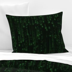 Neon Green Digital Rain Computer Code Decor Collection Decor Collection computer code pillow sham design