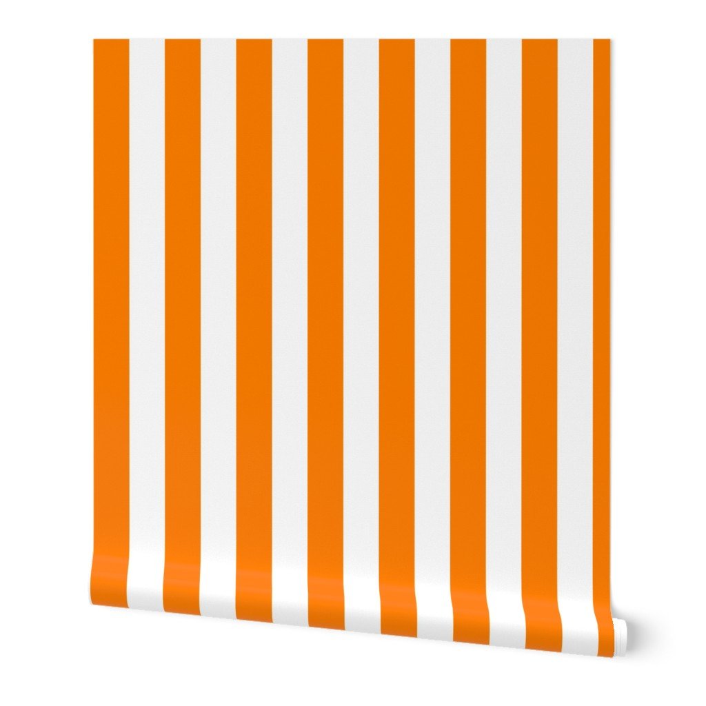 Florida Orange and White Vertical Stripes Wallpaper florida orange wallpaper
