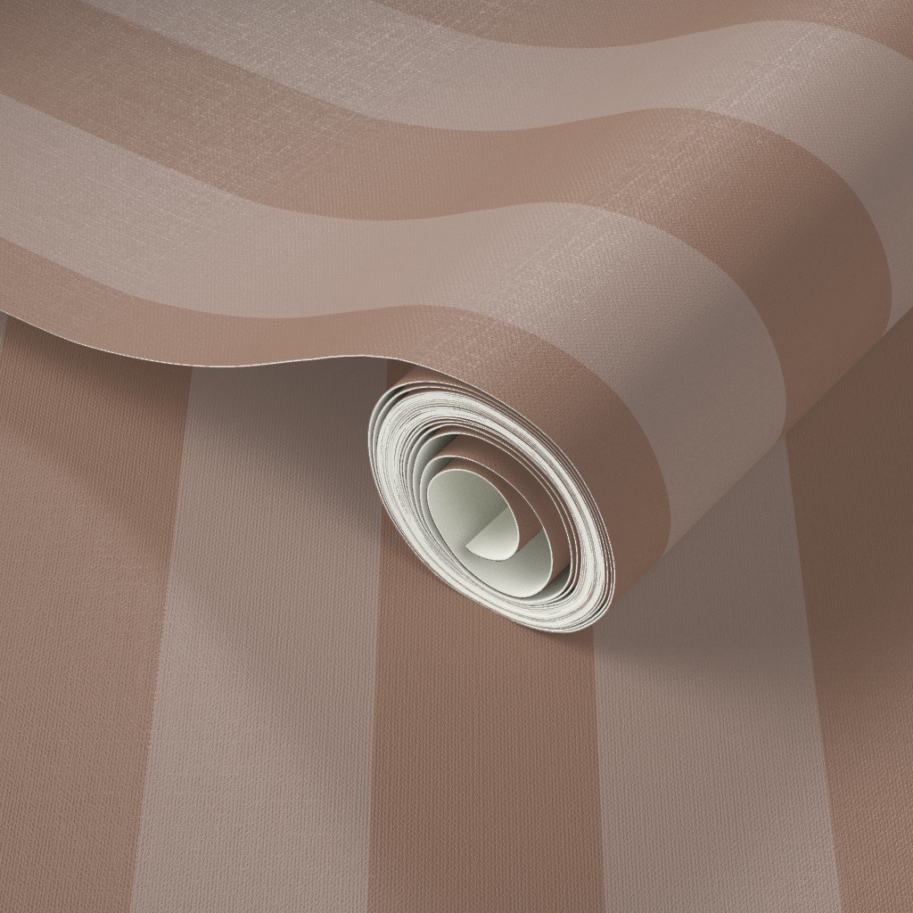 Two-Tone 2 Inch Mocha and Faded Mocha Modern Cabana Upholstery Wallpaper cabana stripe wallpaper