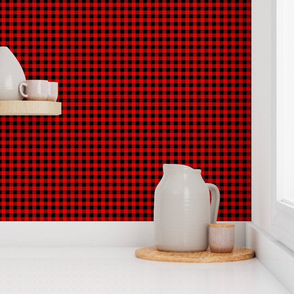 Red and Black Buffalo Check Gingham Plaid Wallpaper buffalo gingham wallpaper