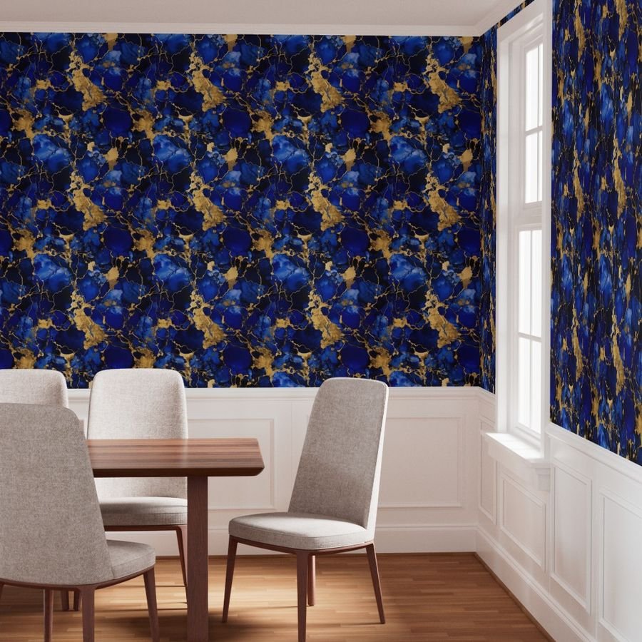 Cobalt Blue and Gold Alcohol Ink 3 Wallpaper alcohol ink wallpaper