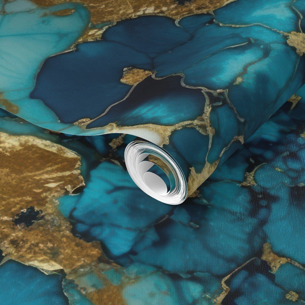 Turquoise and Gold Alcohol Ink 4 Wallpaper gold metallic ink wallpaper