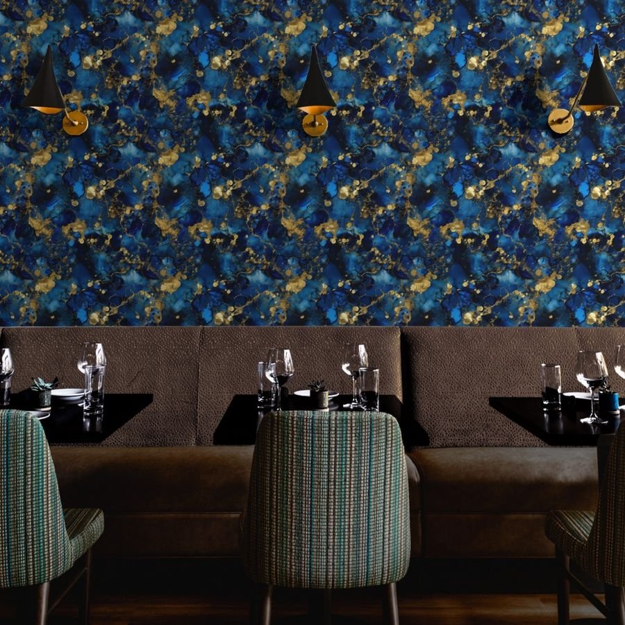 Lapis Lazuli and Gold Alcohol Ink 3 Wallpaper gold metallic ink wallpaper