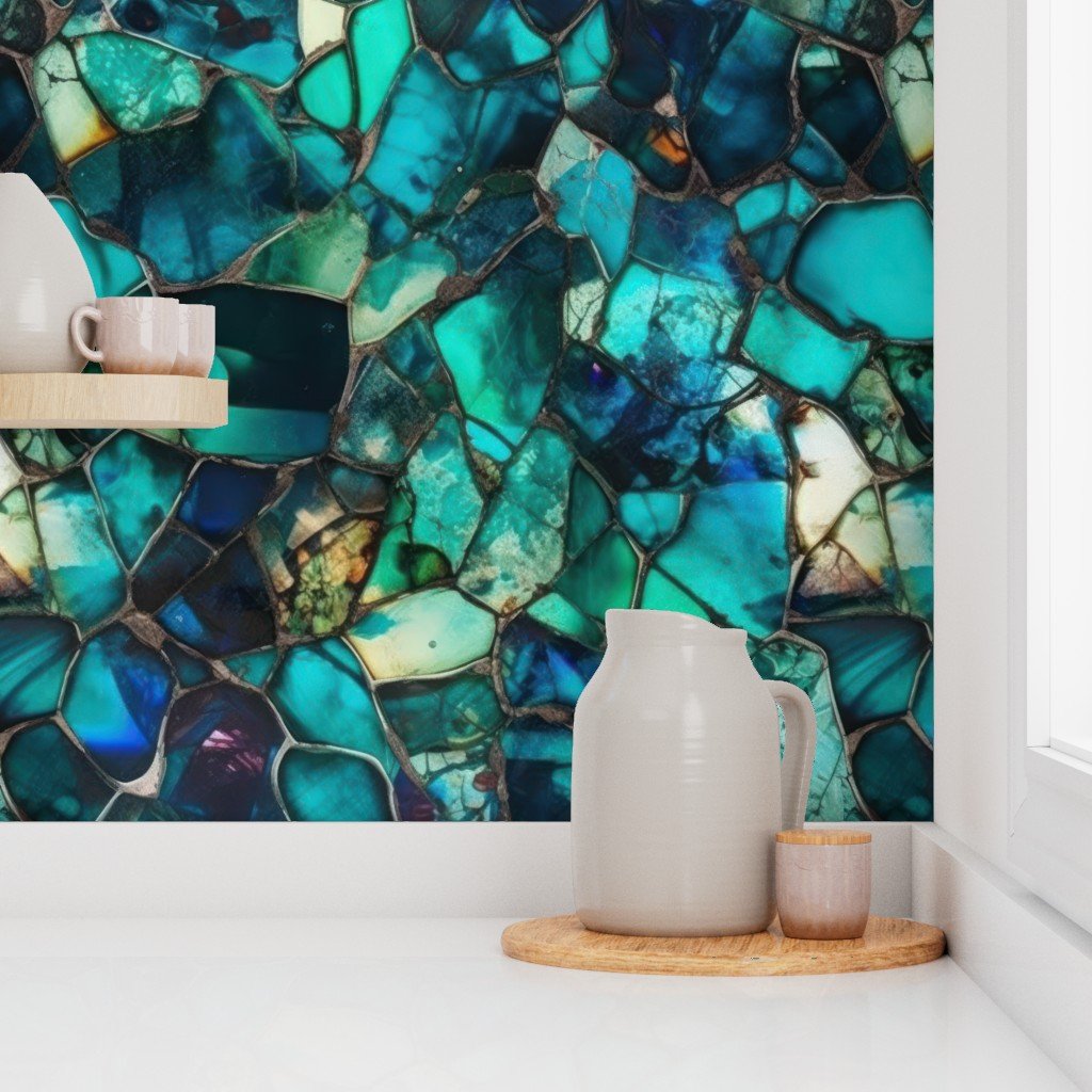 Green and Blue Seaglass 5 Wallpaper broken glass wallpaper