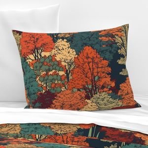 New England Endless Forest Fall Trees Home Styling Collection Home Styling Collection new england pillow sham design