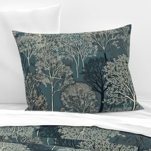 New England Endless Forest Trees Winter Design Collection Home Styling Collection winter scene england pillow sham design