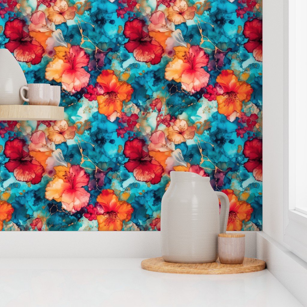 Small Hawaiian Alcohol Ink Wallpaper ink inky wallpaper