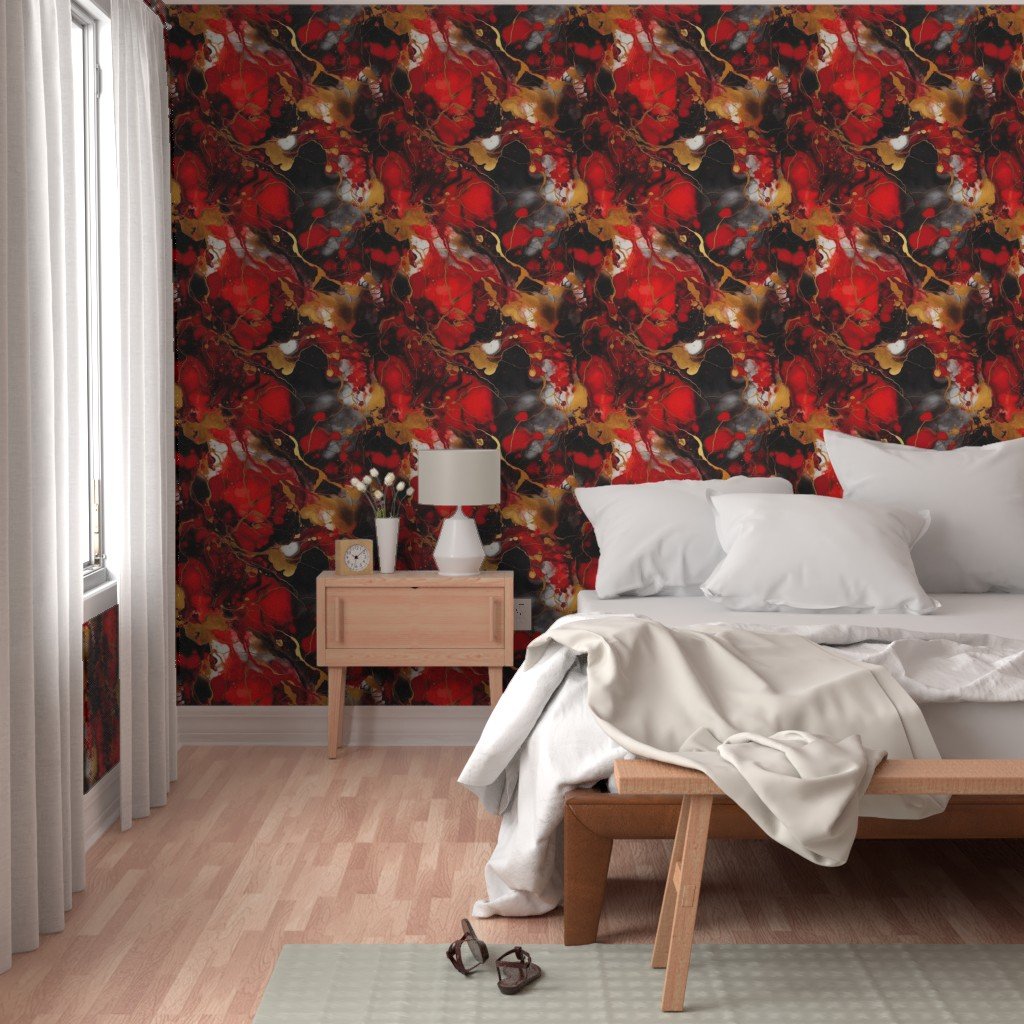Red Black and Gold Alcohol Ink 2 Wallpaper alcohol ink pattern wallpaper