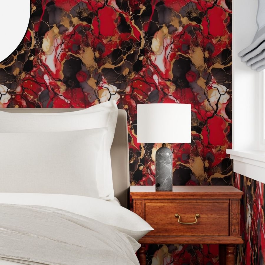 Red Black and Gold Alcohol Ink 3 Wallpaper alcohol ink pattern wallpaper