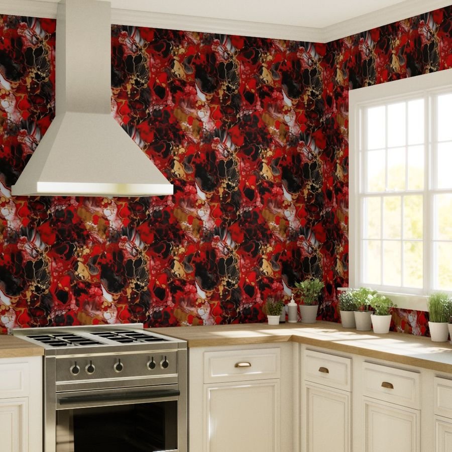 Red Black and Gold Alcohol Ink 4 Wallpaper alcohol ink pattern wallpaper
