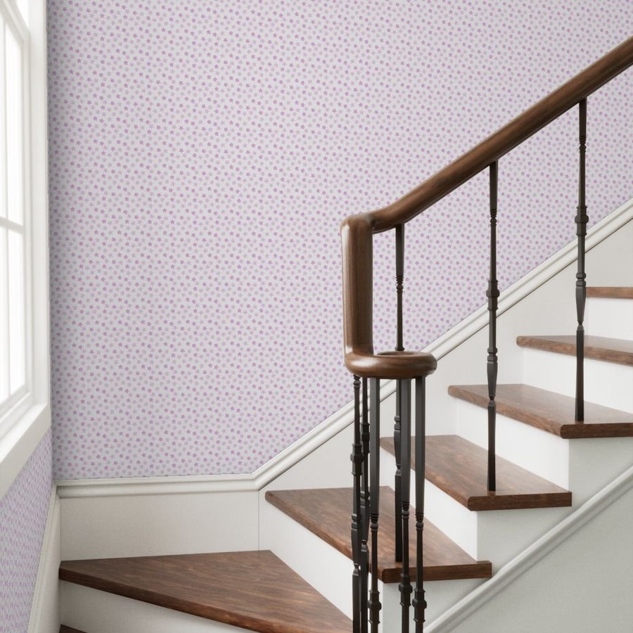 Small Faded Pink Christmas Stars on White Wallpaper christmas pattern wallpaper