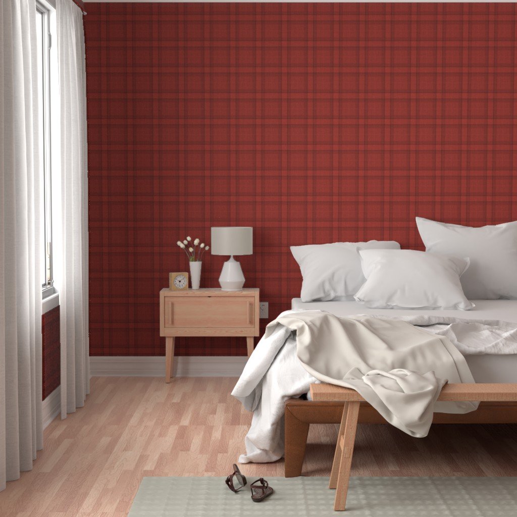 Red Vermillion Vintage Christmas Tartan Plaid Wallpaper christmas plaid wallpaper