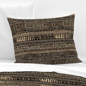 Tribal Mudcloth Boho Ethnic Print in Black and Cream Home Styling Collection Interior Collection tribal mudcloth pillow sham design