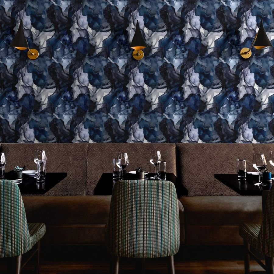 Twilight Navy Blue Lavender and Grey Alcohol Ink Liquid Swirls Wallpaper liquid ink wallpaper