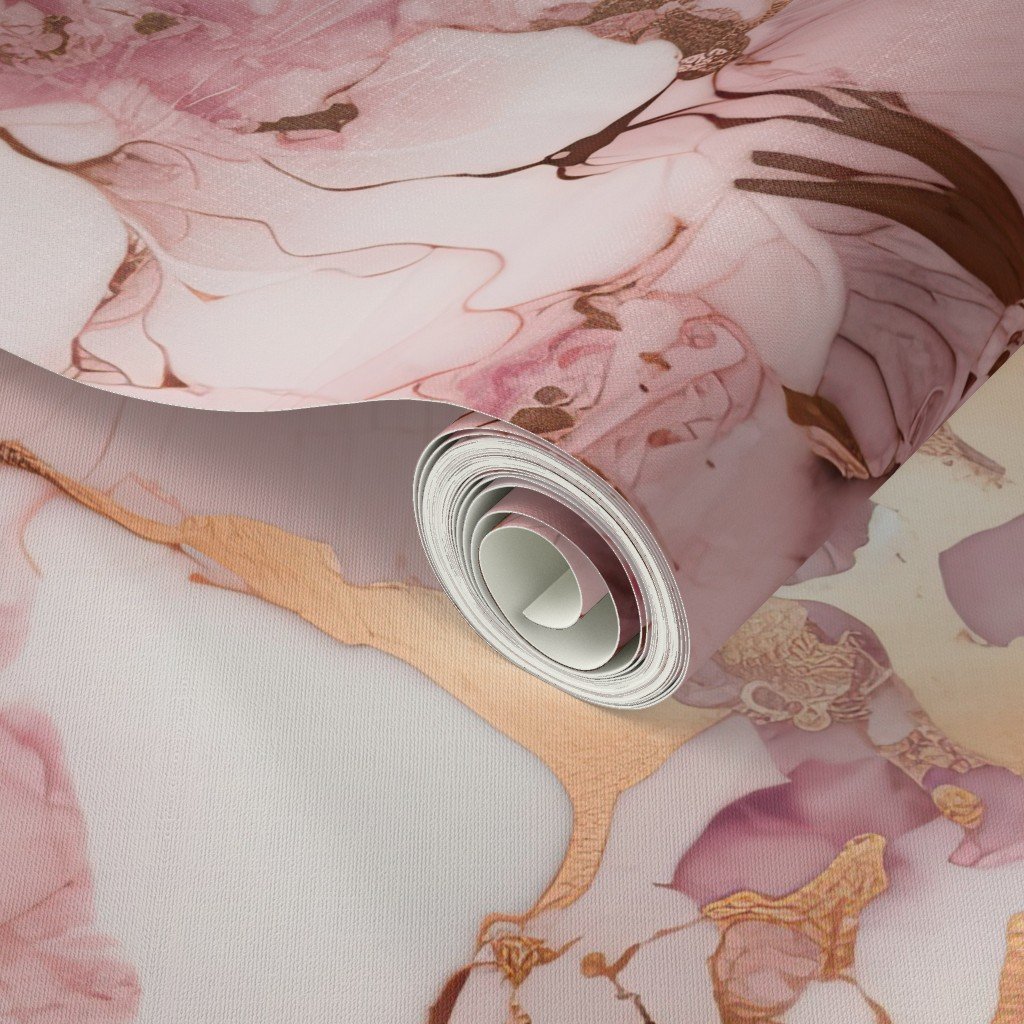 Pale Pink and Rose Gold Alcohol Ink Liquid Swirls Wallpaper liquid ink wallpaper