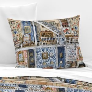 Victorian Dollshouse with Period Decor in Watercolor 2 Interior Collection Decor Collection gothic rooms pillow sham design