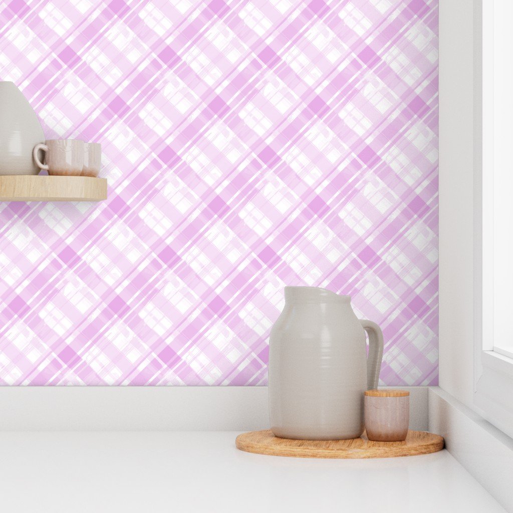 Faded Madras Diagonal Plaid in Pink Wallpaper madras plaid wallpaper
