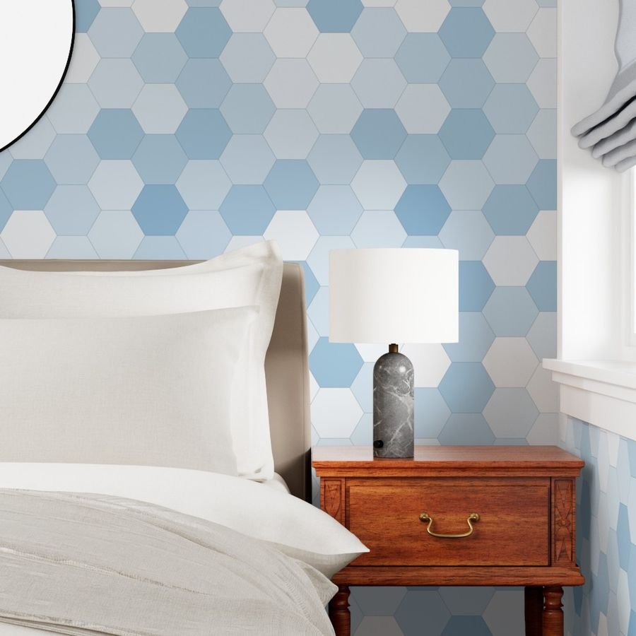 Hexagonal Blue Serenity Honeycomb Pattern Wallpaper blue hues wallpaper