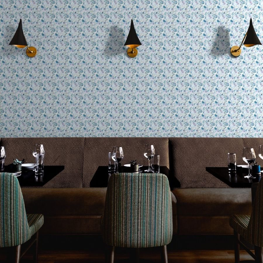 Small Blue and Lilac Shards of Tumbled and Scattered Watercolor Wallpaper artistic pattern wallpaper