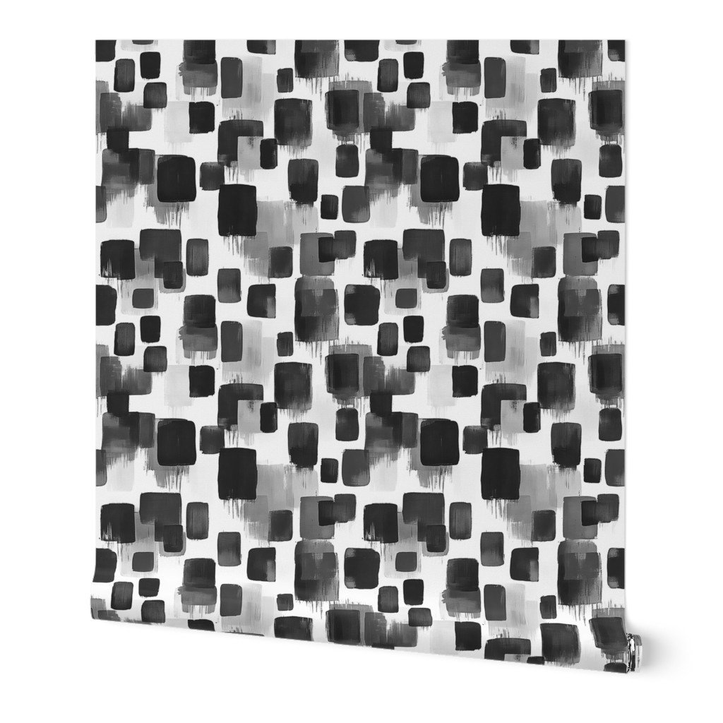 Abstract Monochrome Brushstroke Blocks in Black White and Gray Wallpaper abstract wallpaper