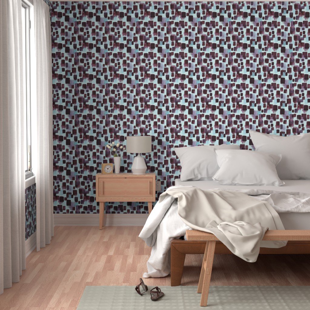 Abstract Brushstroke Blocks in Burgundy Lavender and Soft Mint Wallpaper abstract wallpaper
